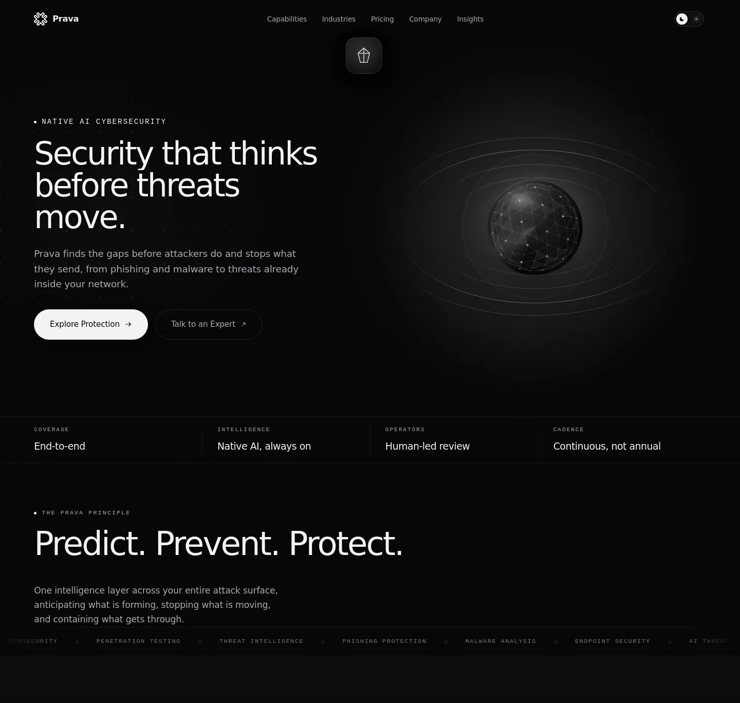 prava.dev — a real Hero section