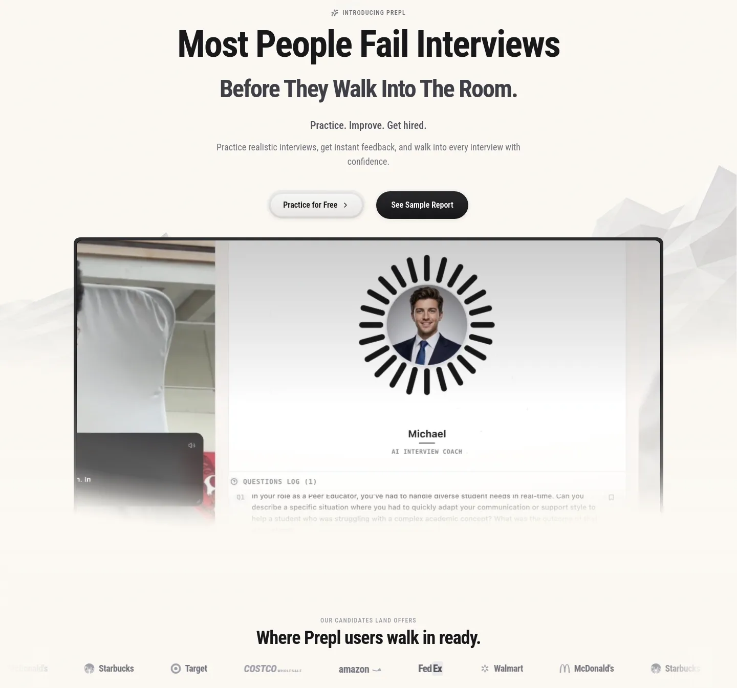 prepl.me — a real Hero section