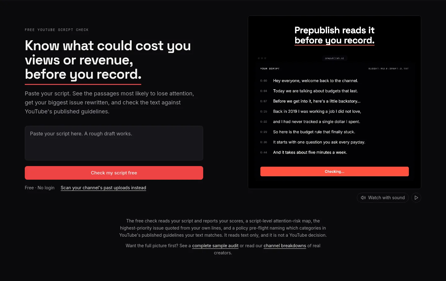 prepublish.ai — a real Hero section