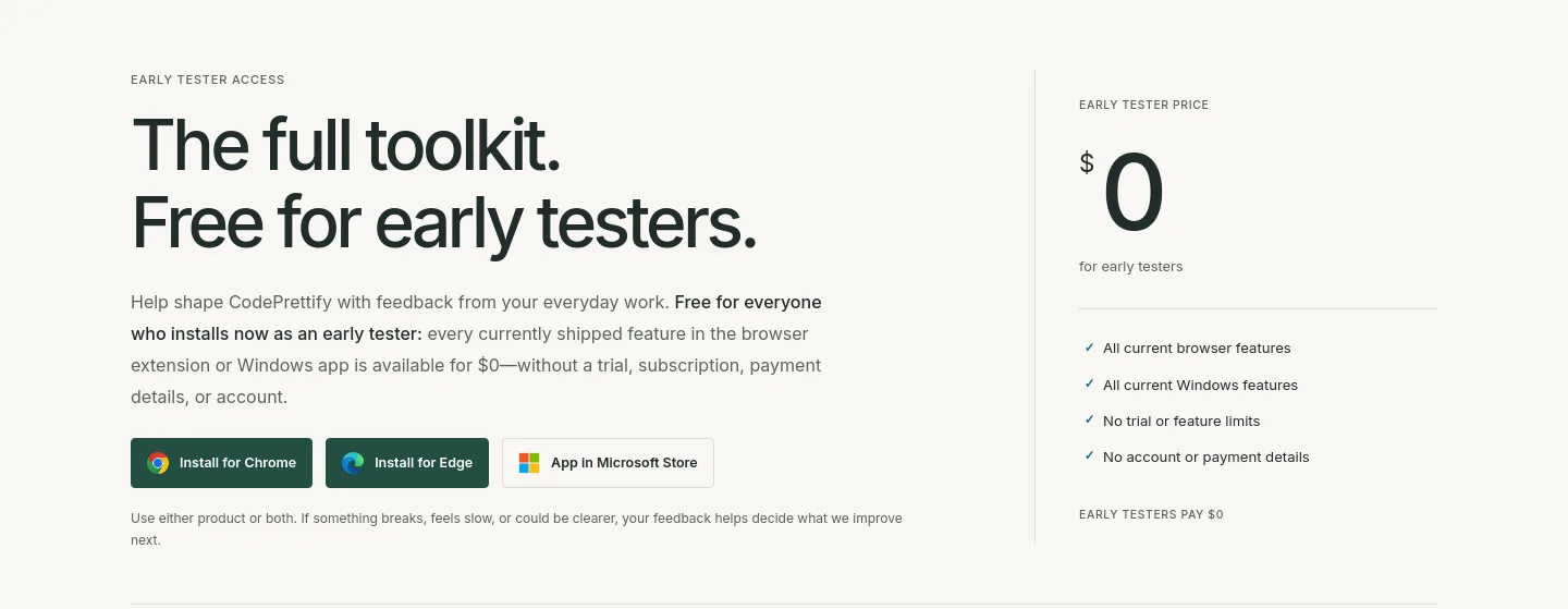 prettify.cloud — a real Hero section