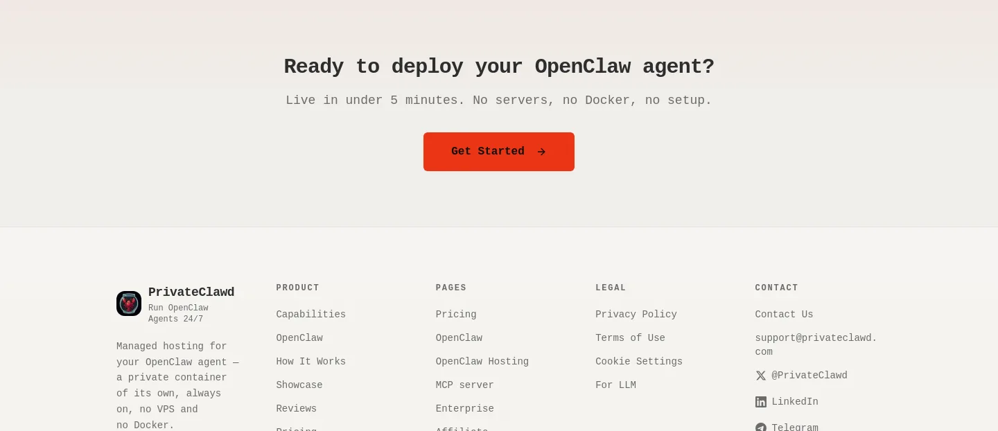 privateclawd.com CTA section