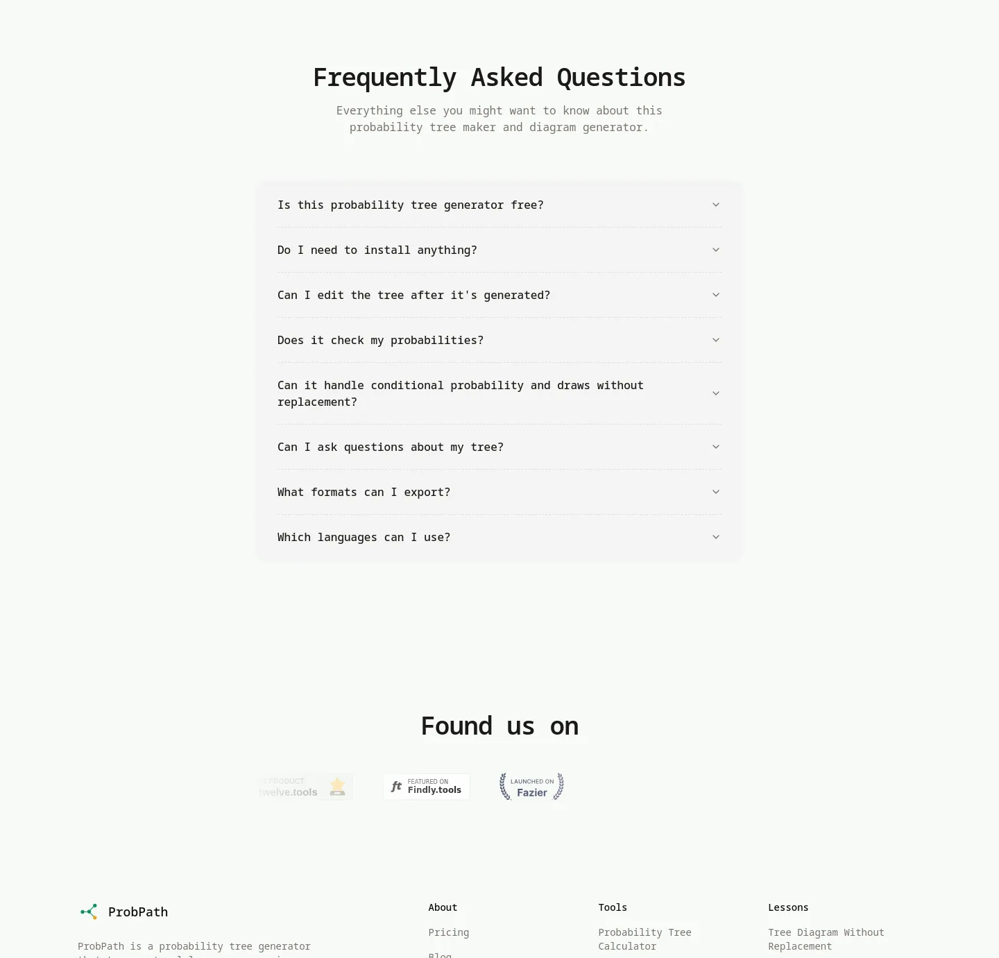 probpath.com FAQ section