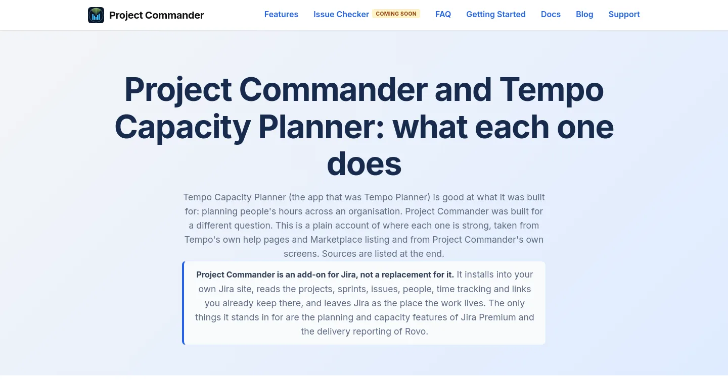 projectcommander.app — a real Hero section