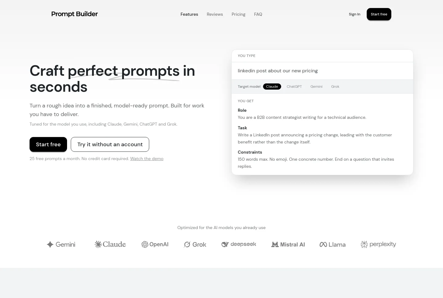 promptbuilder.cc — a real Hero section