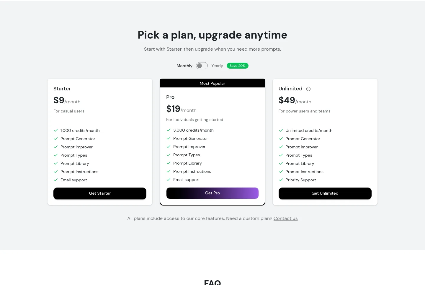 promptbuilder.cc Pricing section
