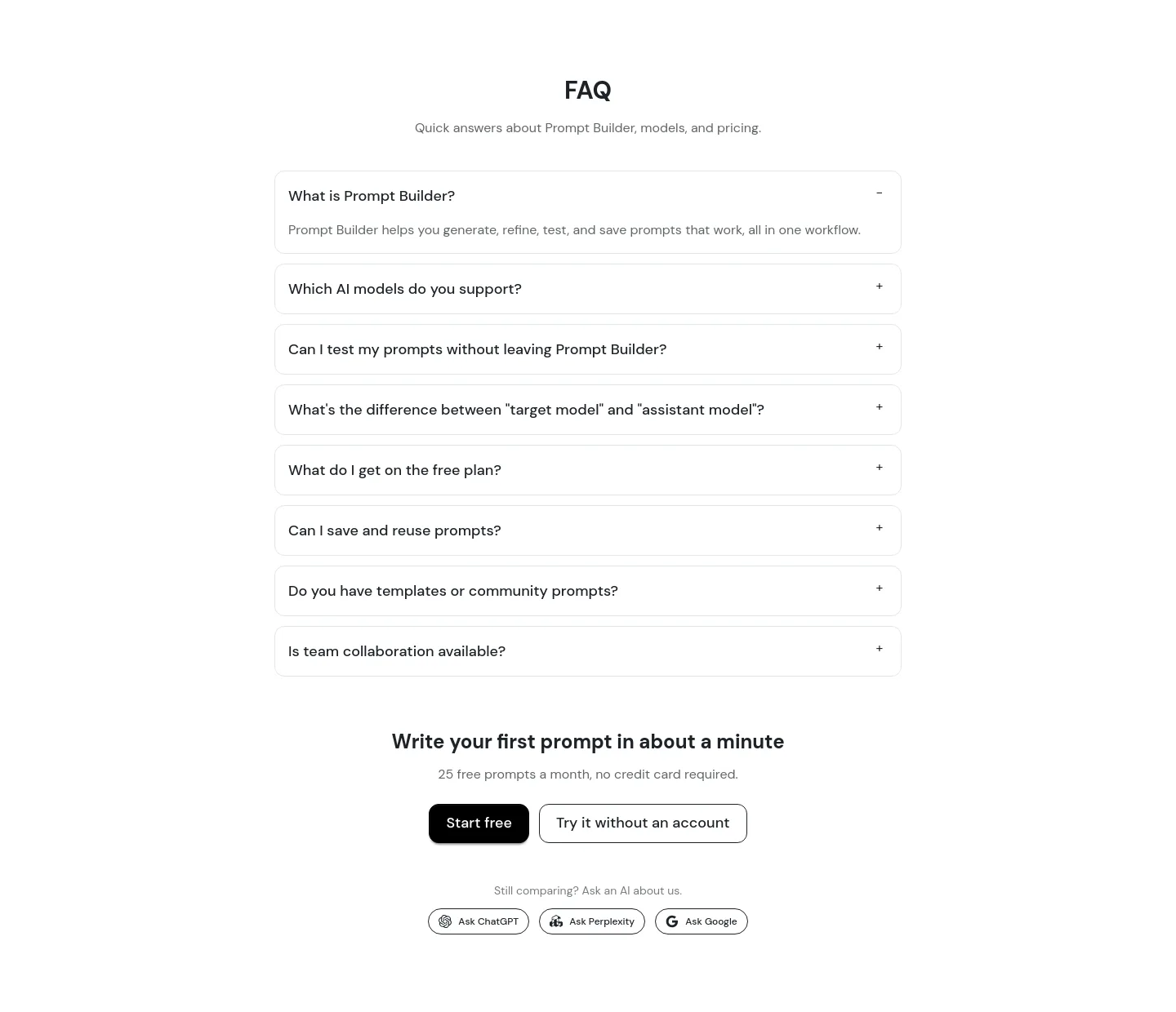 promptbuilder.cc FAQ section