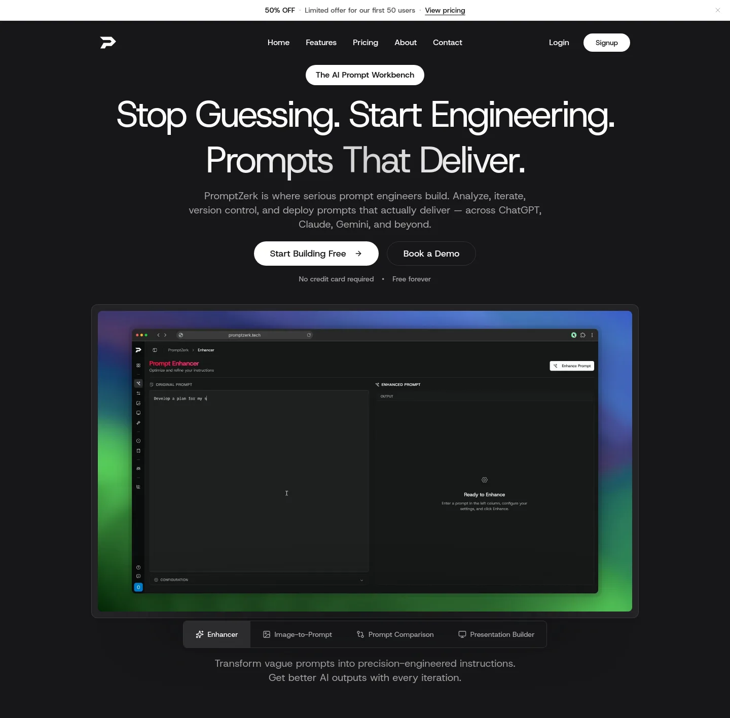 promptzerk.tech — a real Hero section