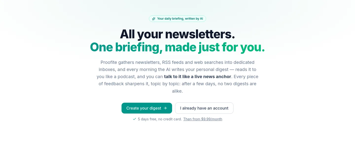 proofite.com — a real Hero section