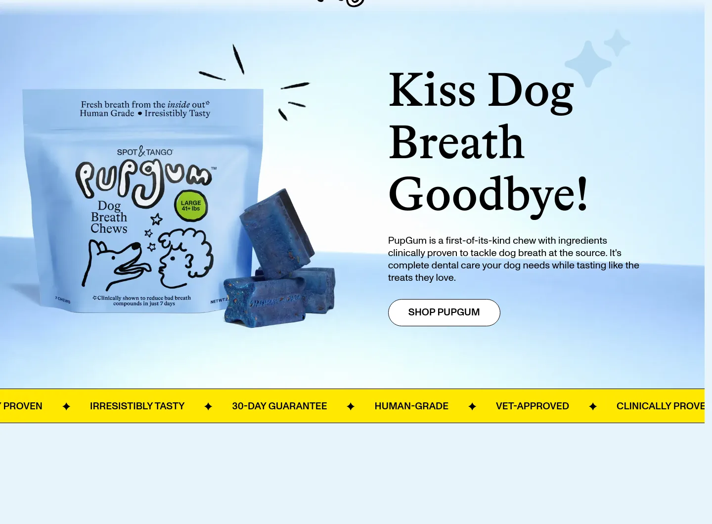 pupgum.com Hero section