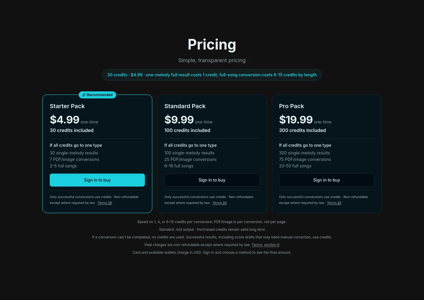 puremidi.com — a real Pricing section
