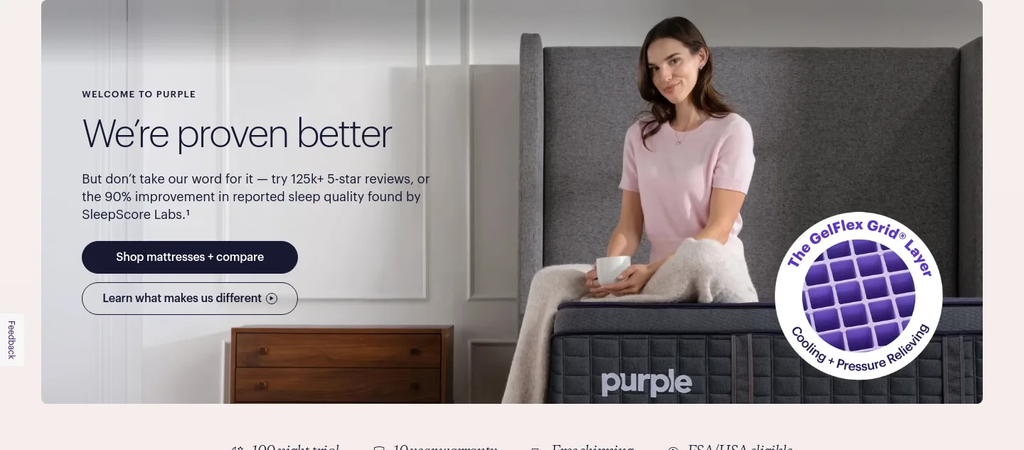 purple.com Hero section