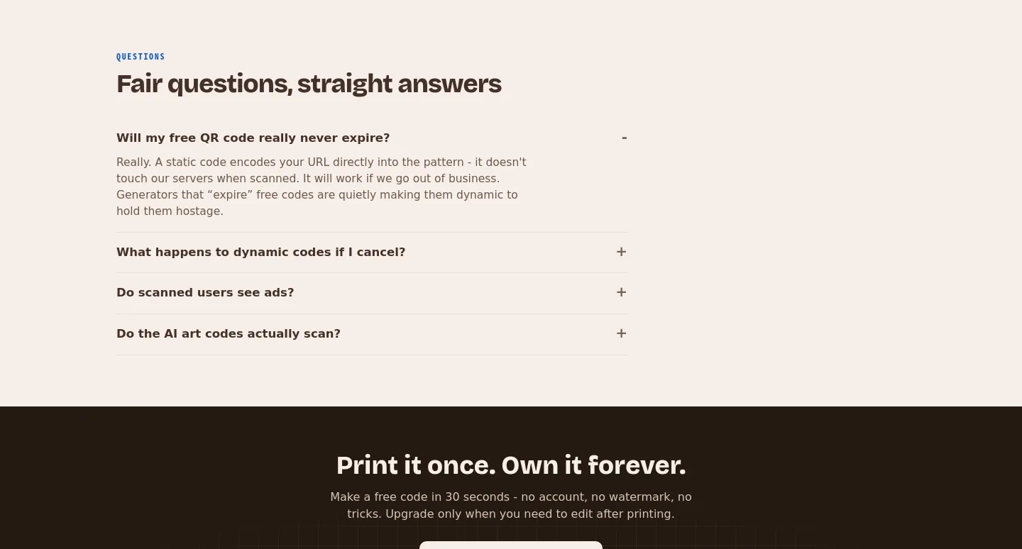 qrmkr.io FAQ section