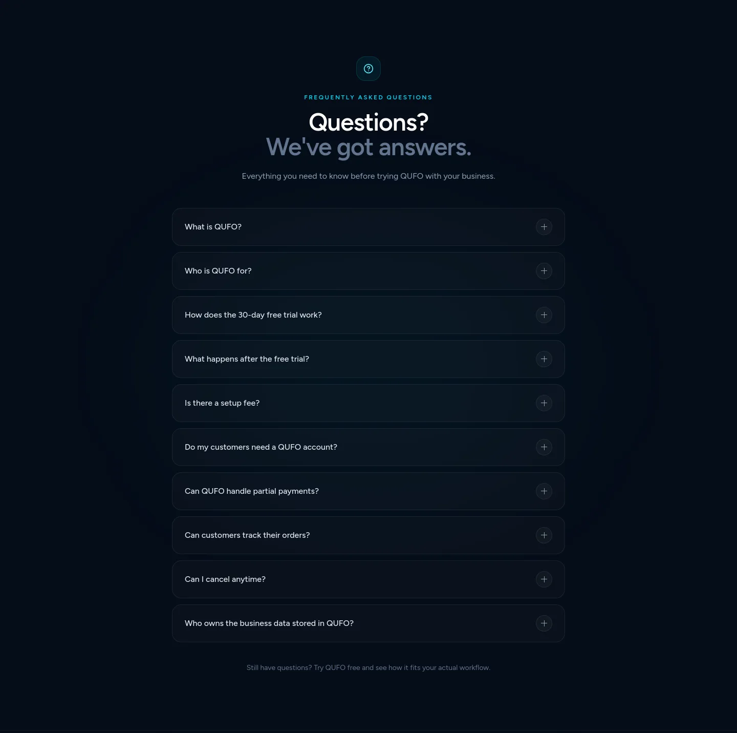 qufo.im FAQ section