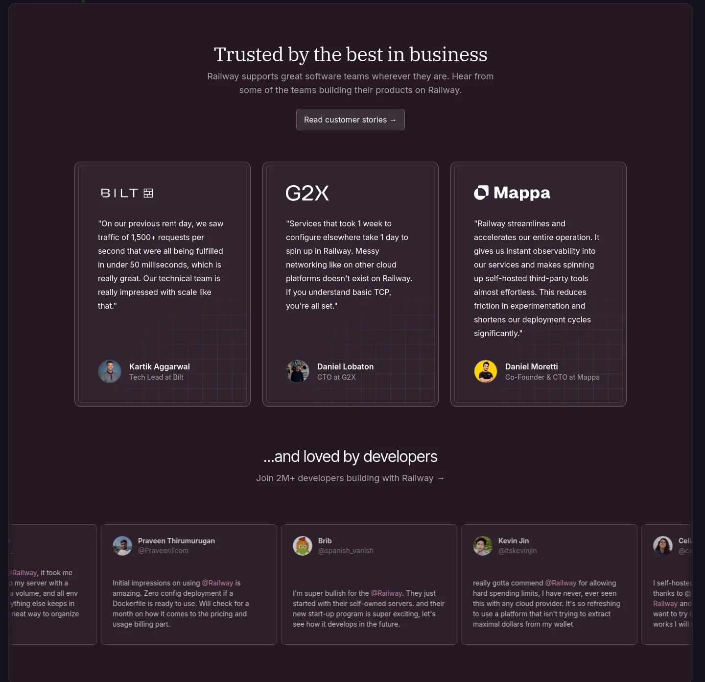 railway.app — a real Logo Wall section