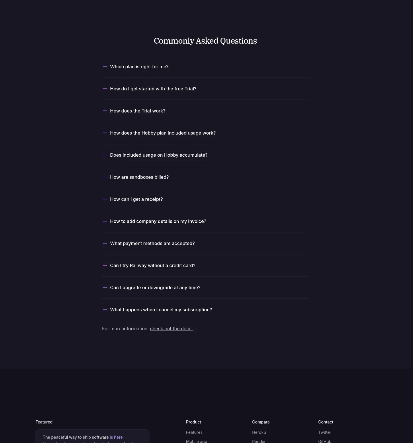railway.app FAQ section