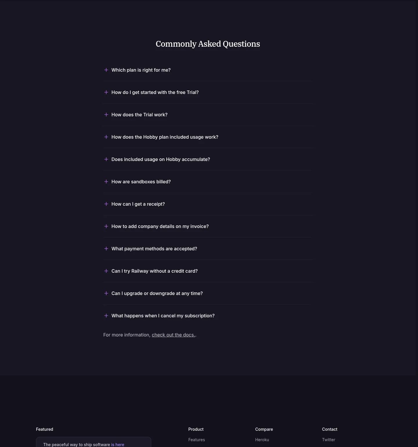 railway.com — a real FAQ section