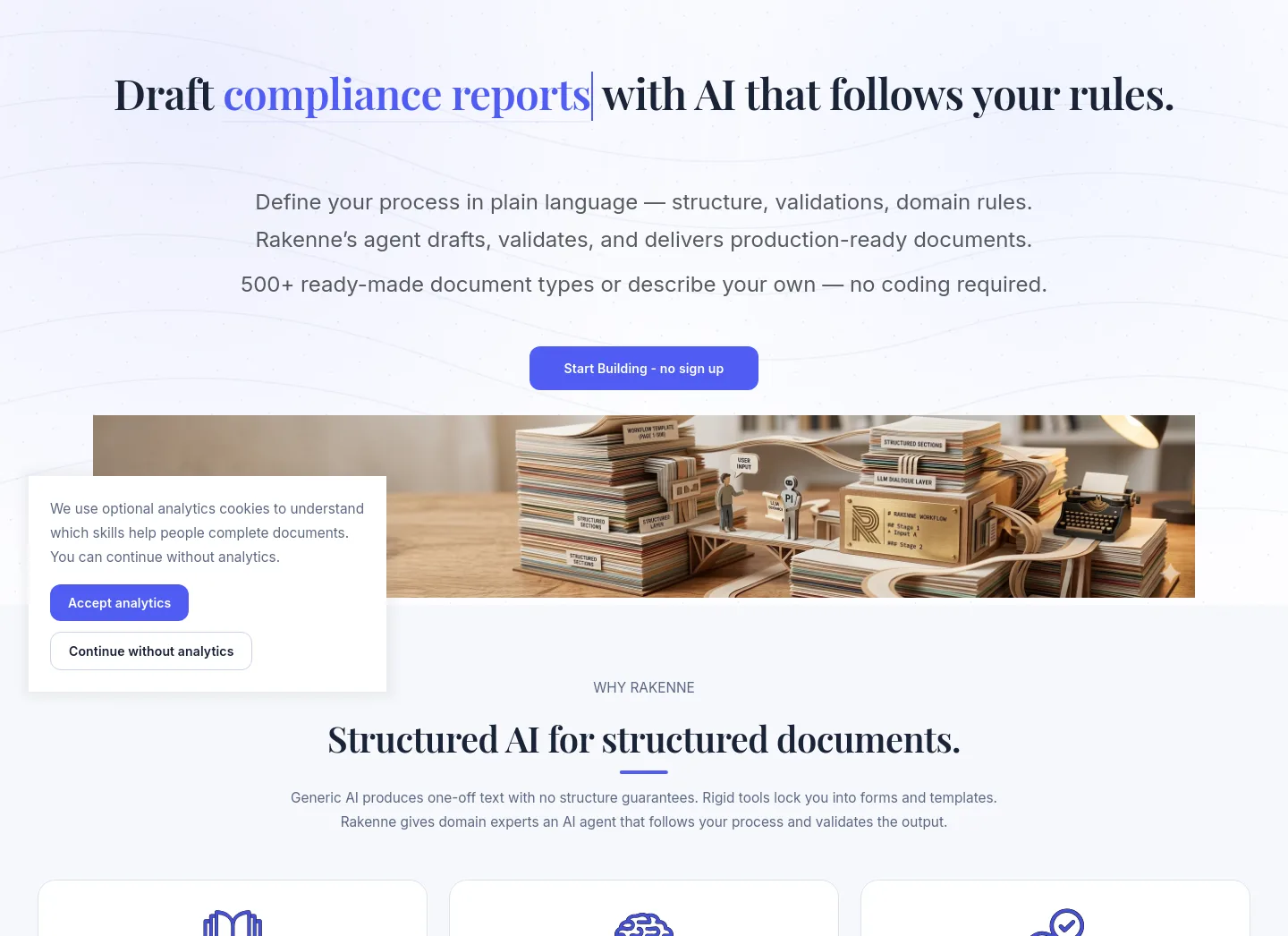 rakenne.app — a real Hero section