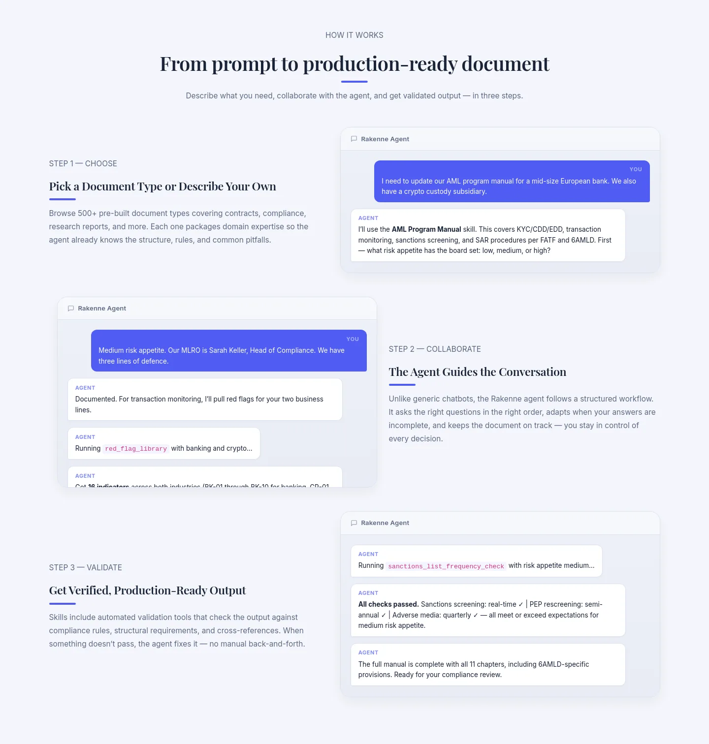 rakenne.app Features section