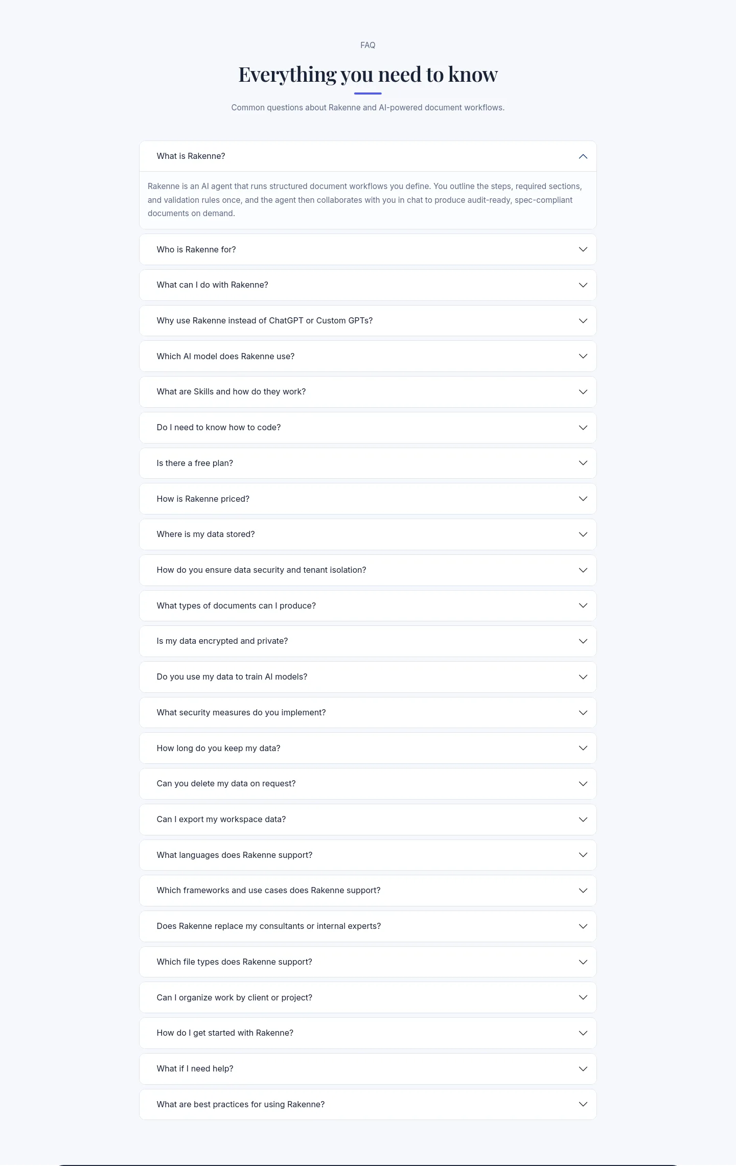 rakenne.app FAQ section