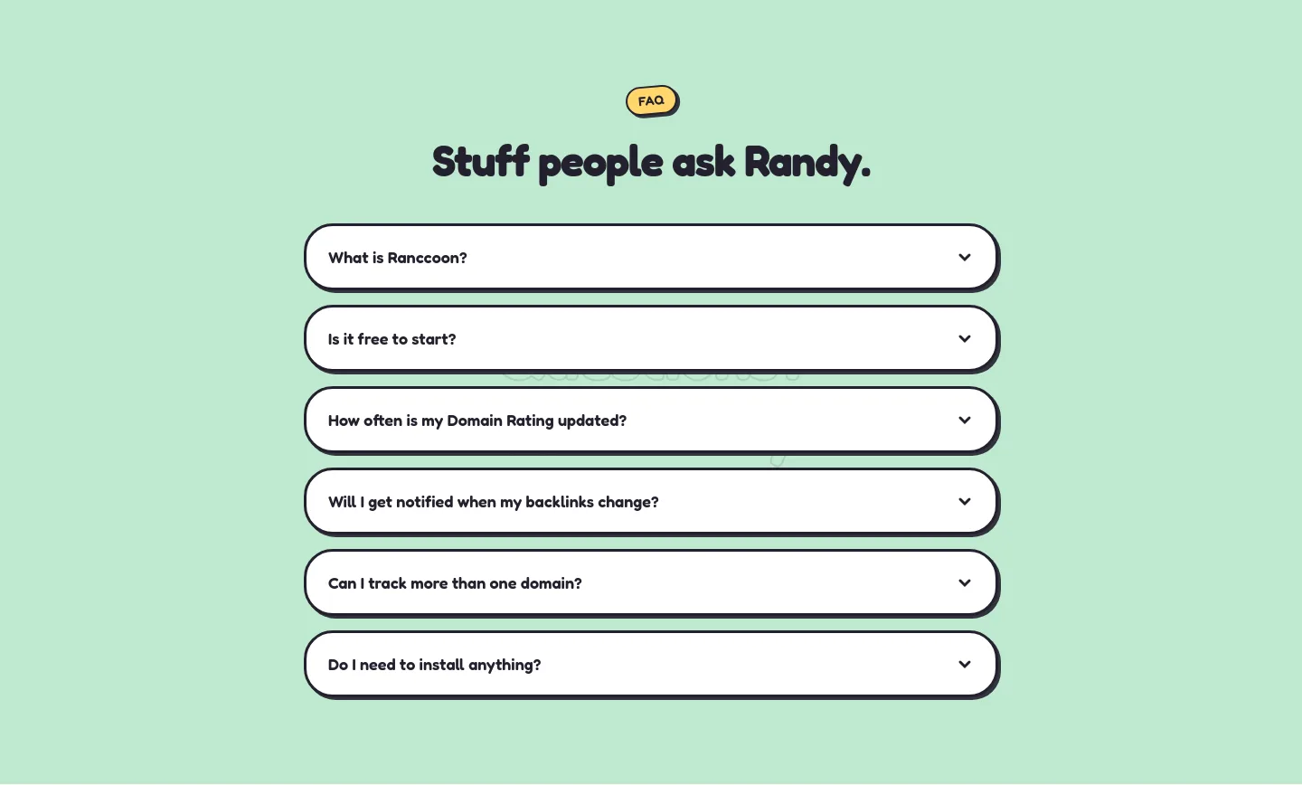 ranccoon.com — a real FAQ section