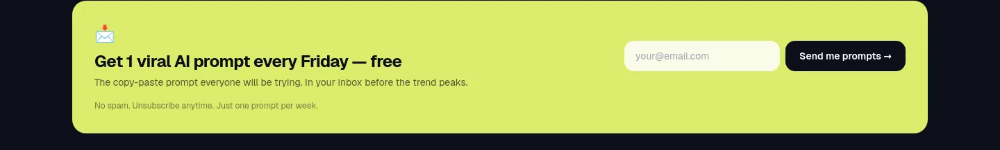 randomprompts.org Email Capture section