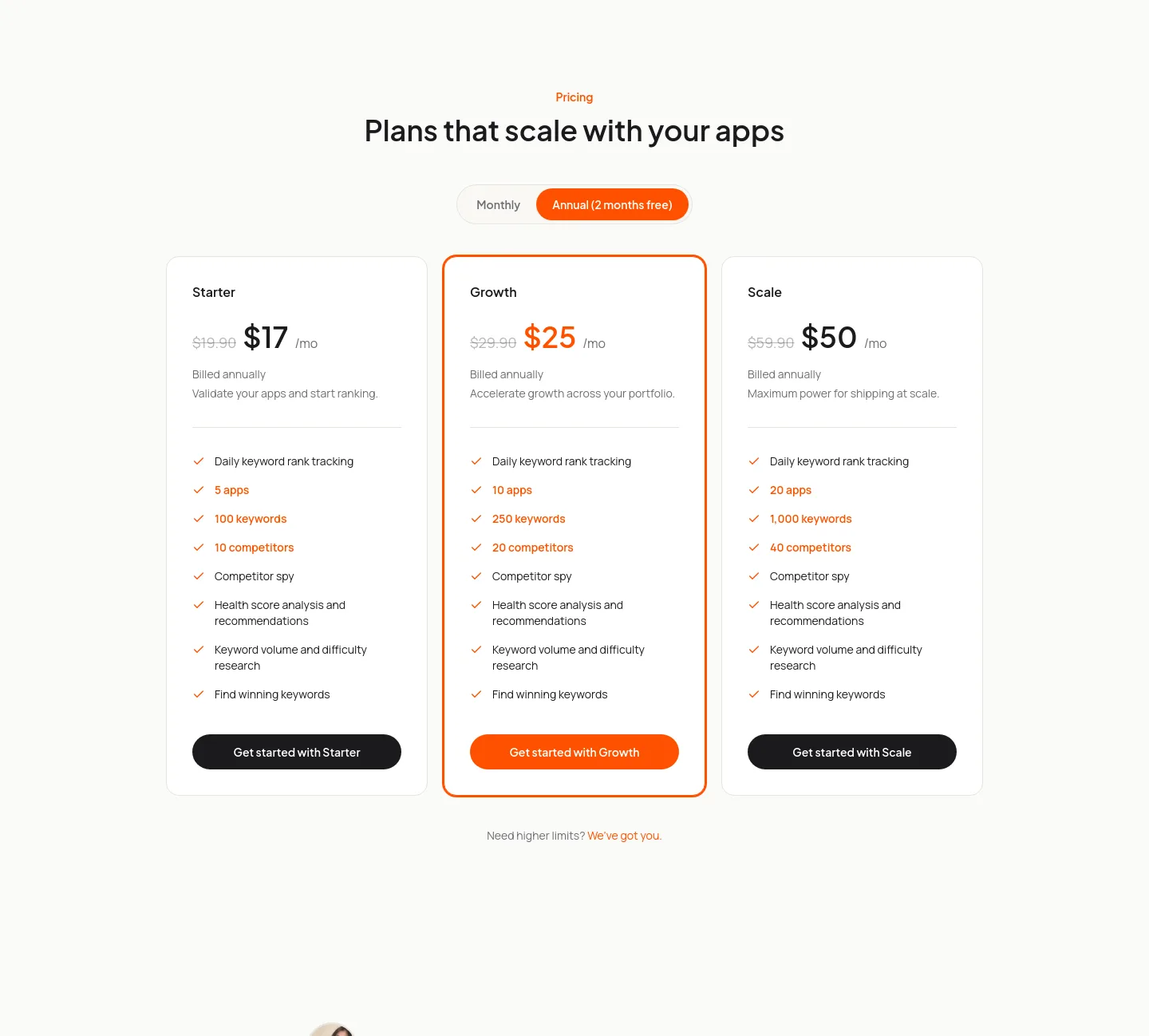 rankd.dev Pricing section