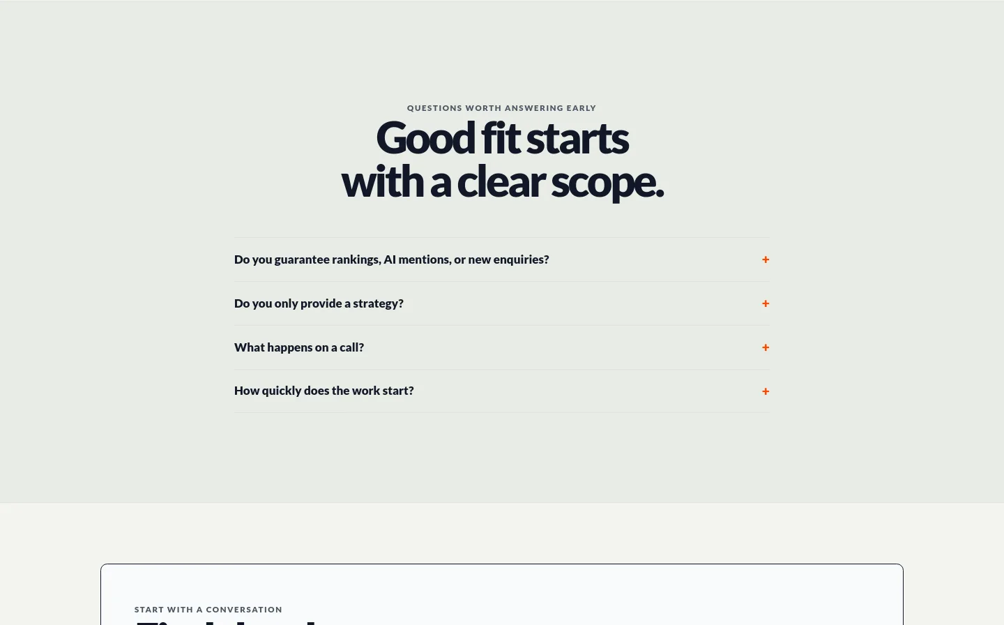 rankorange.com — a real FAQ section
