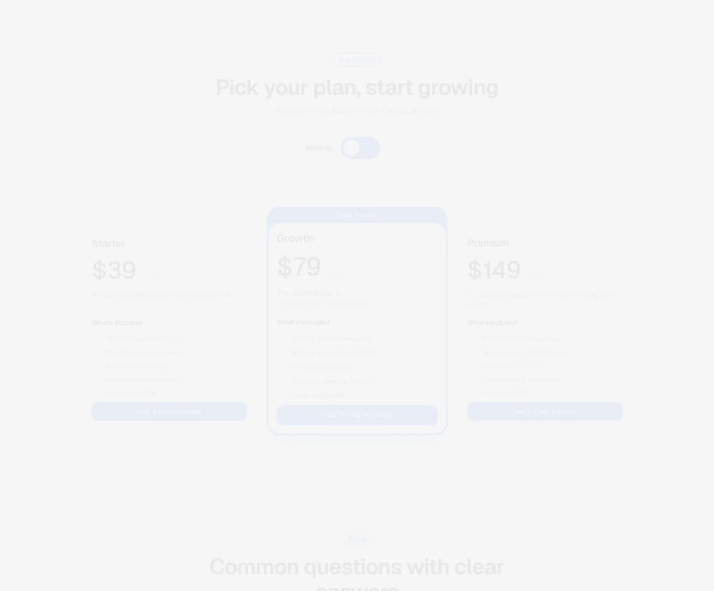 rankspot.ai Pricing section