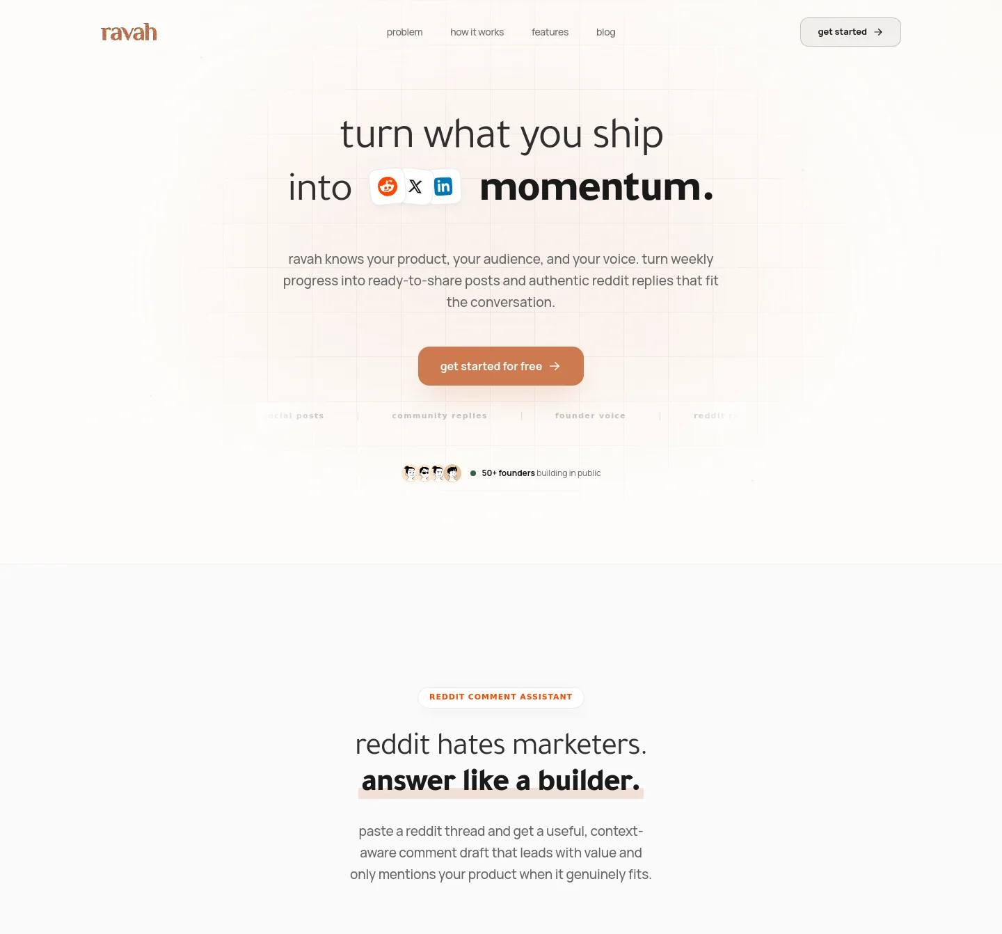 ravah.app — a real Hero section