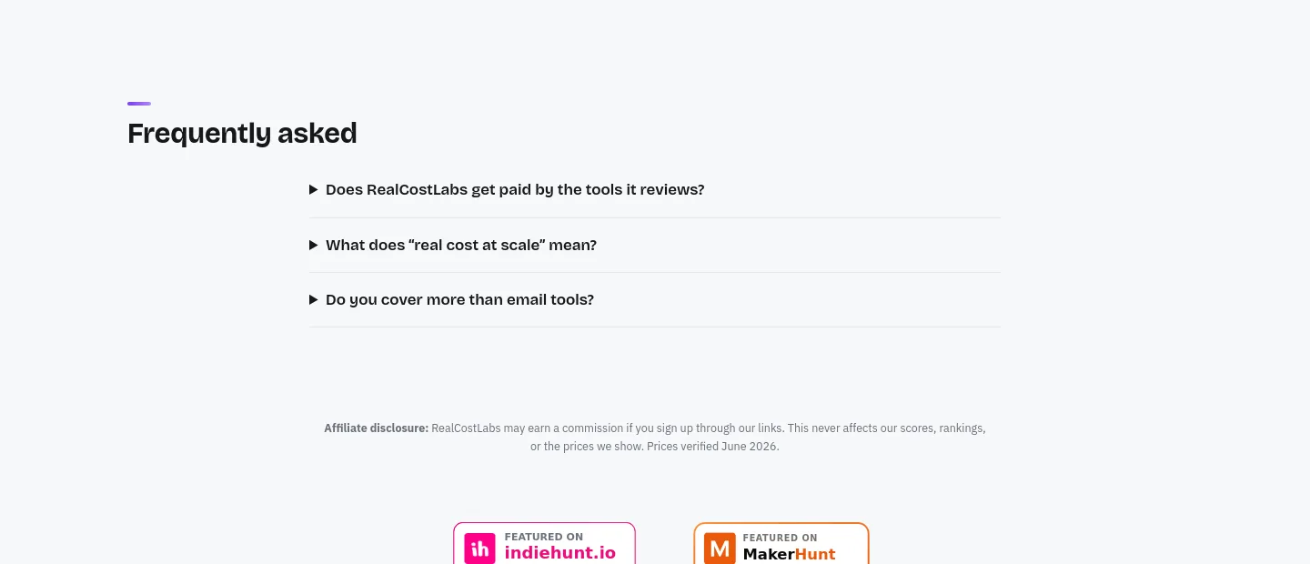 realcostlabs.com FAQ section