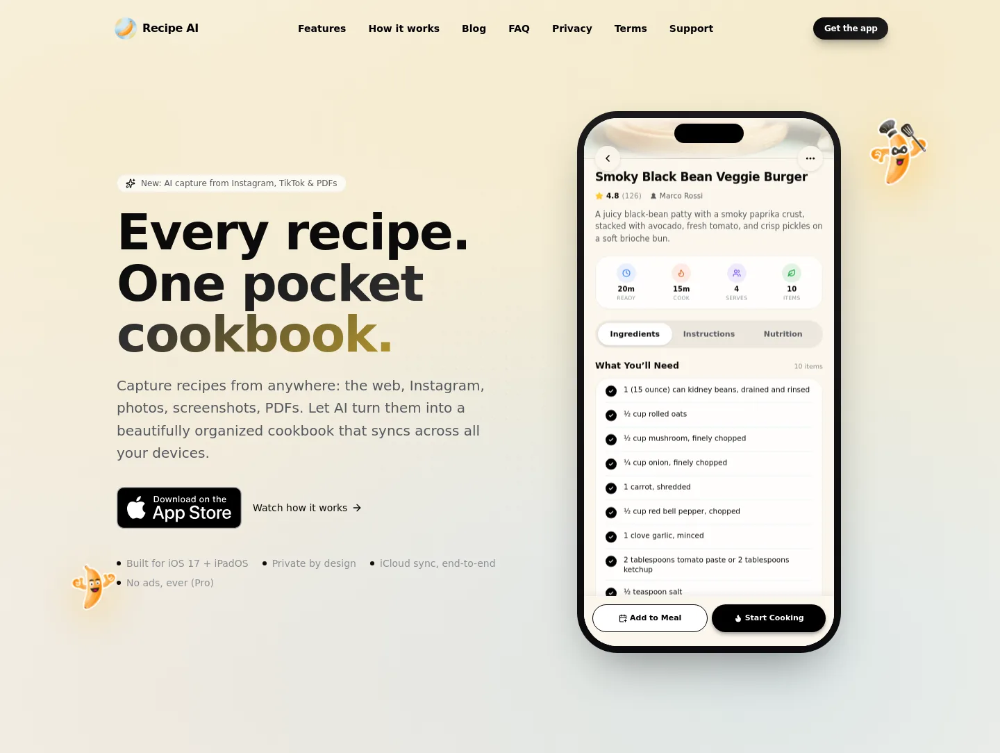 recip.407.studio — a real Hero section
