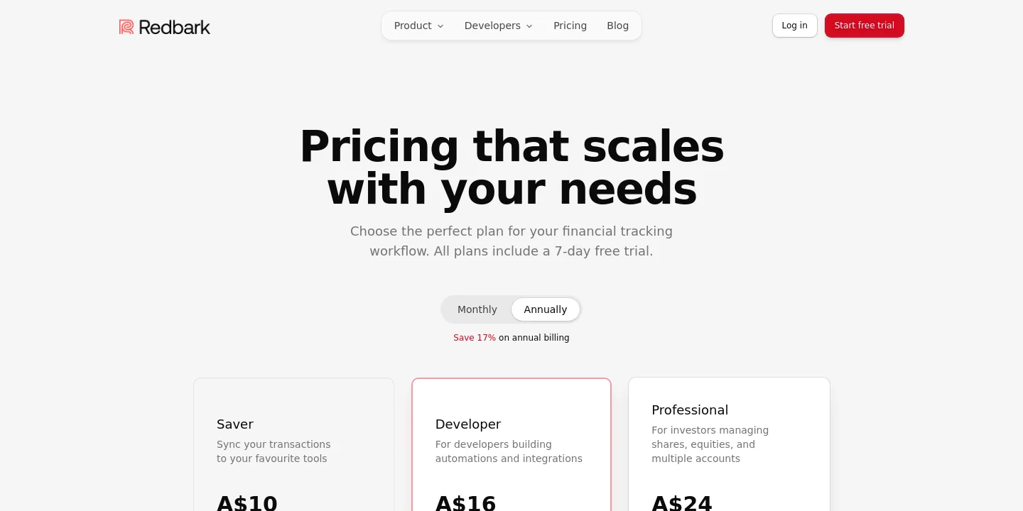 redbark.com Hero section