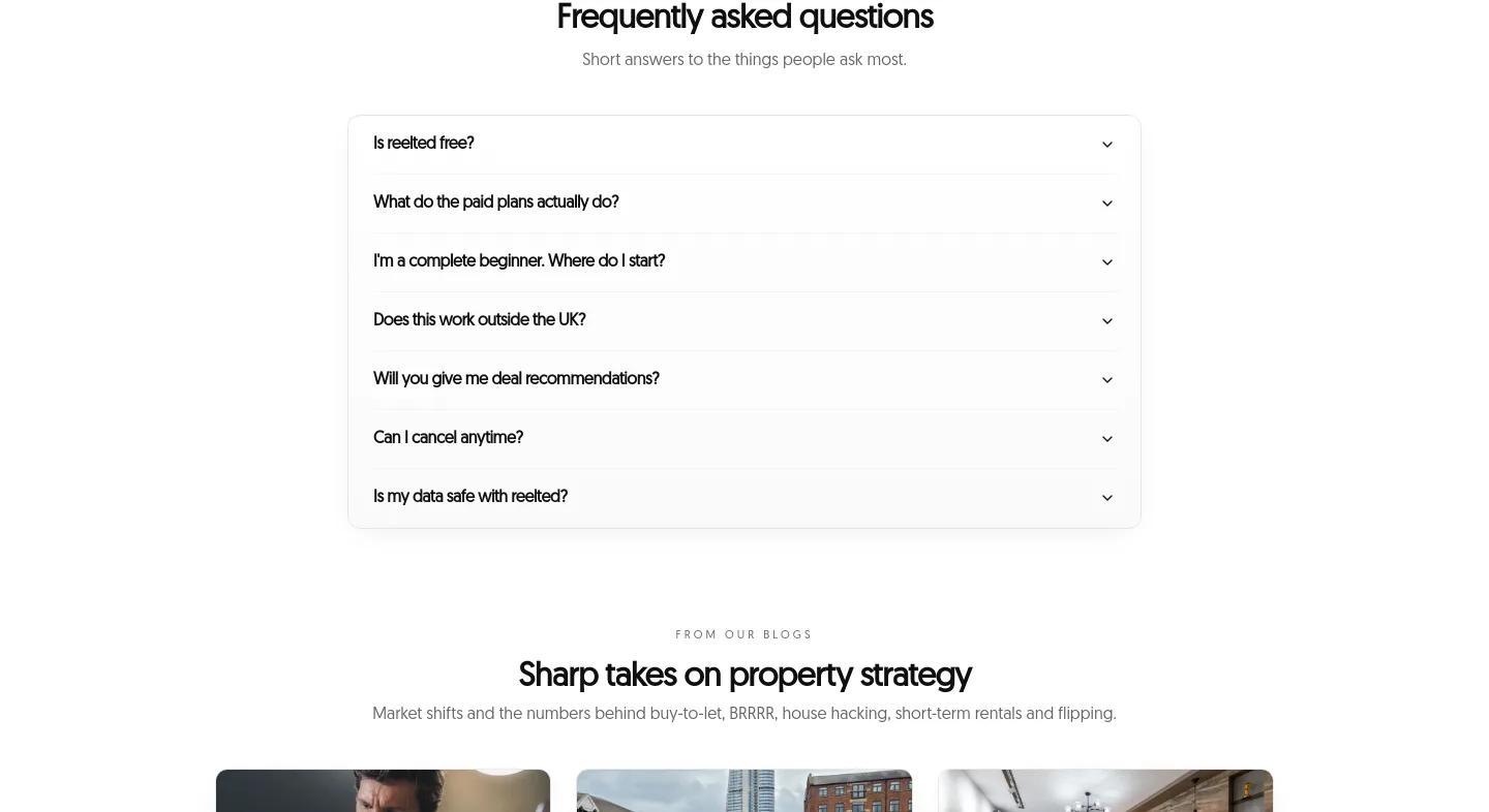 reelted.com — a real FAQ section