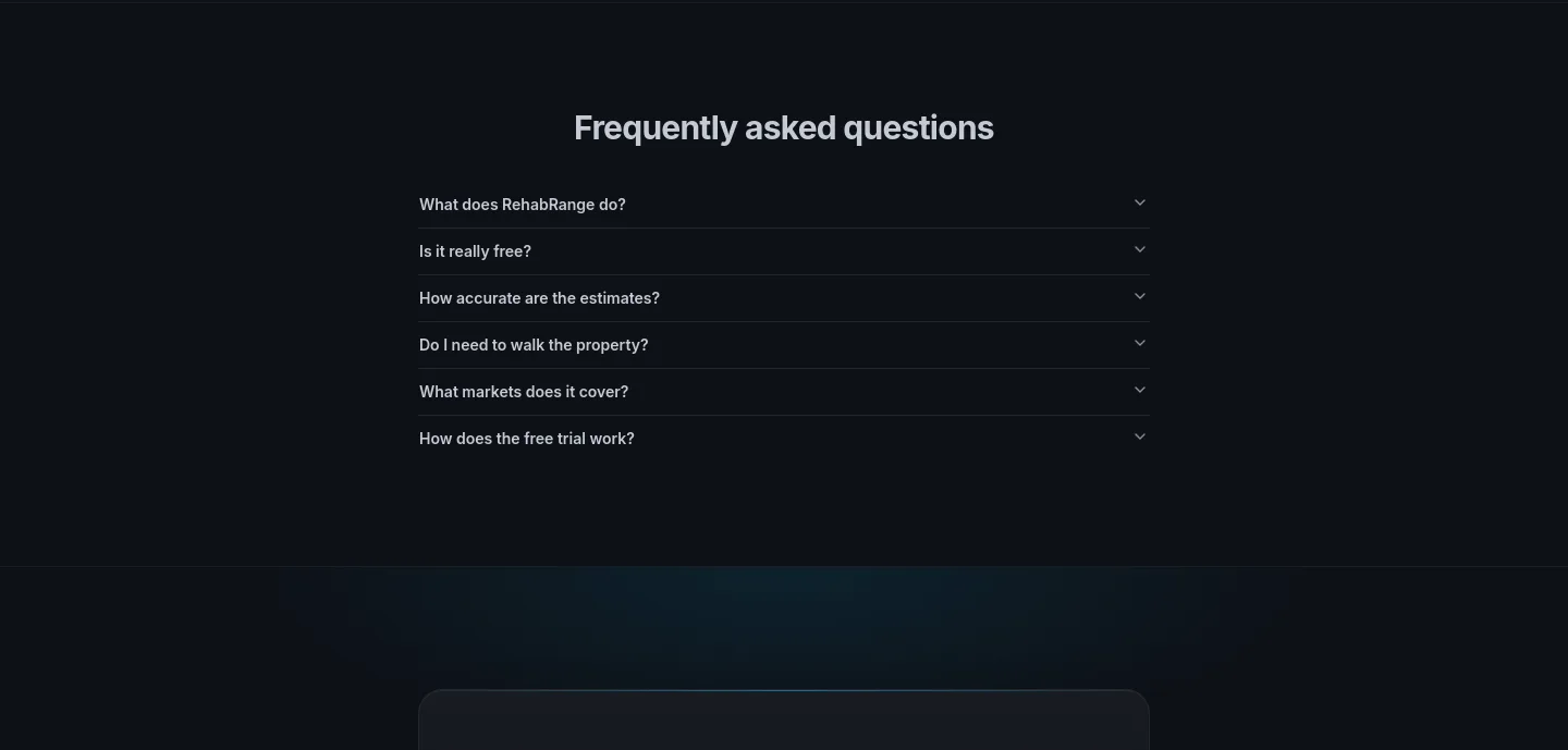 rehabrange.com FAQ section