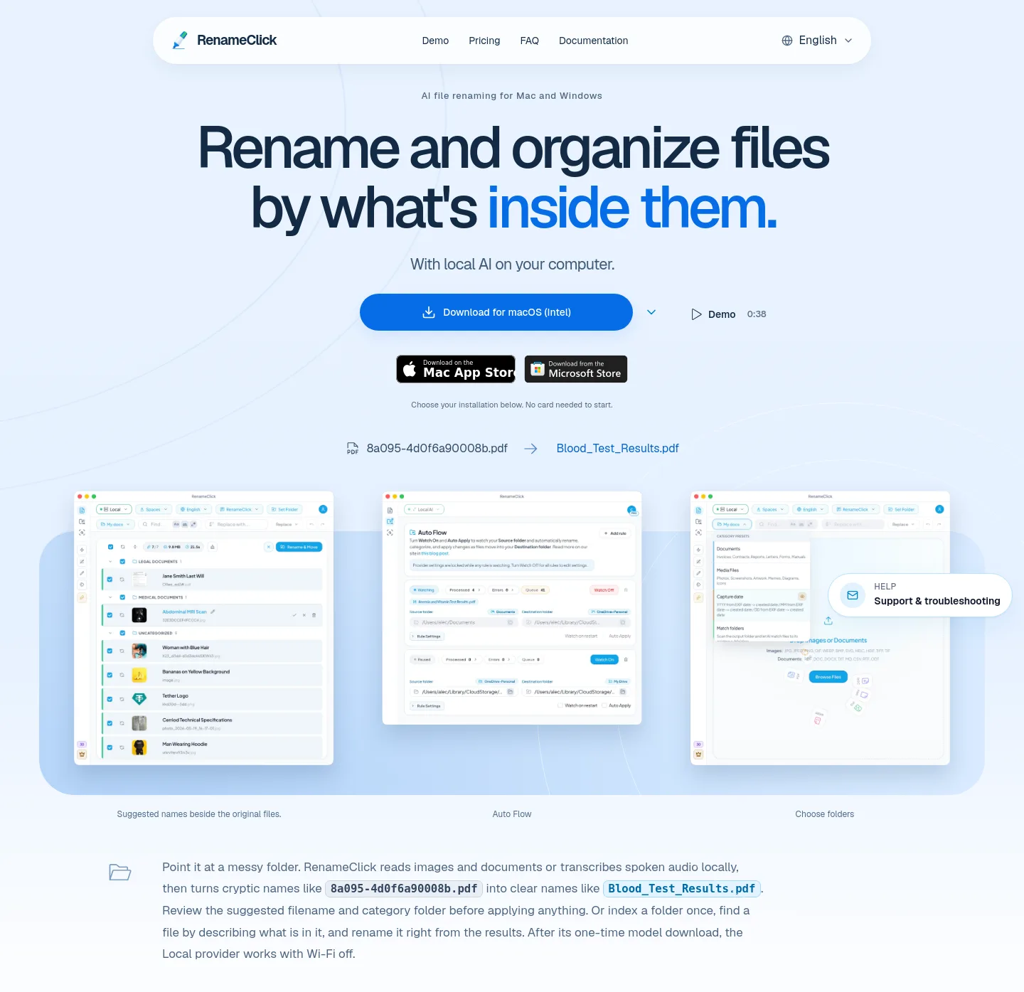 rename.click — a real Hero section