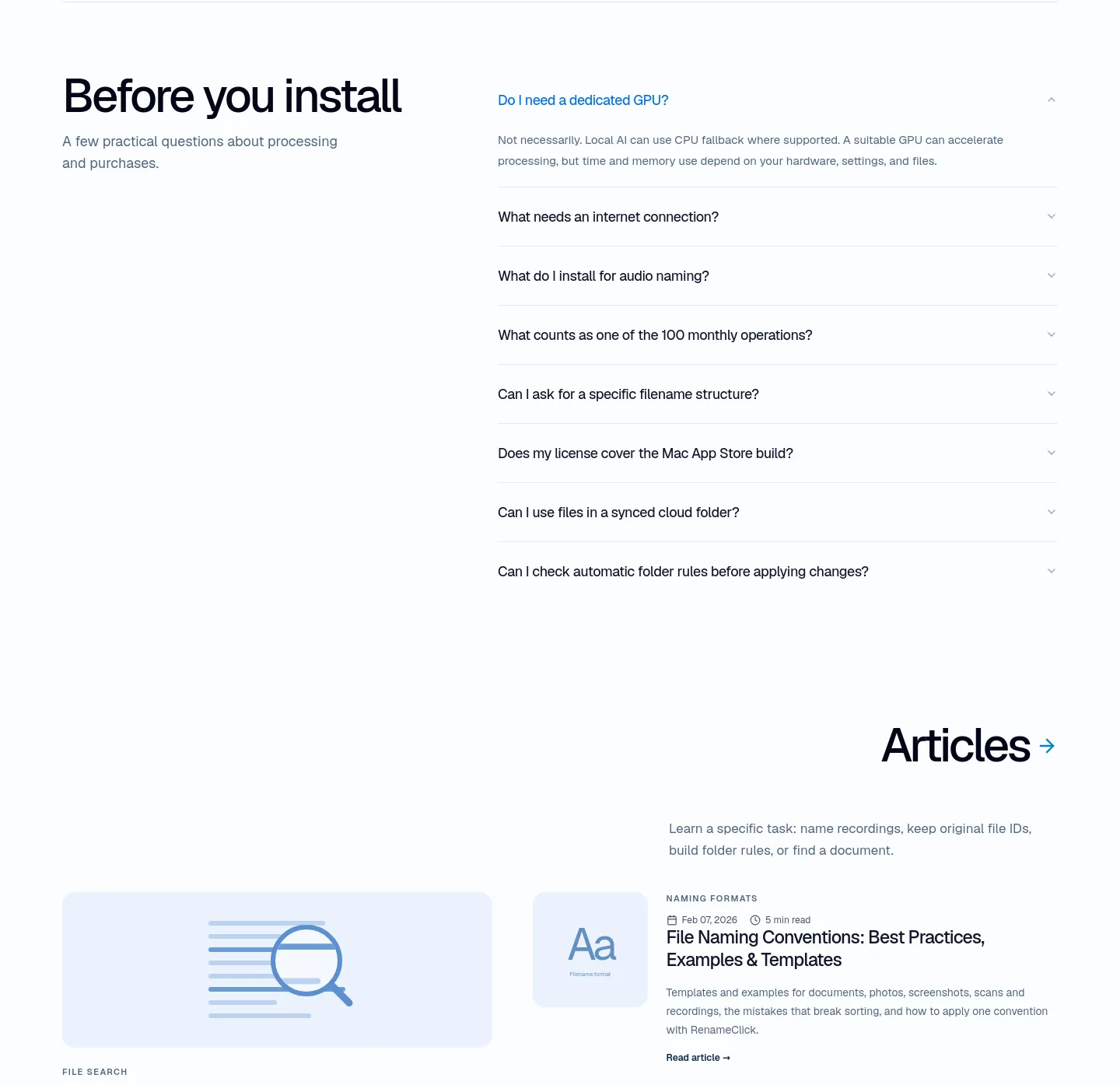 rename.click FAQ section