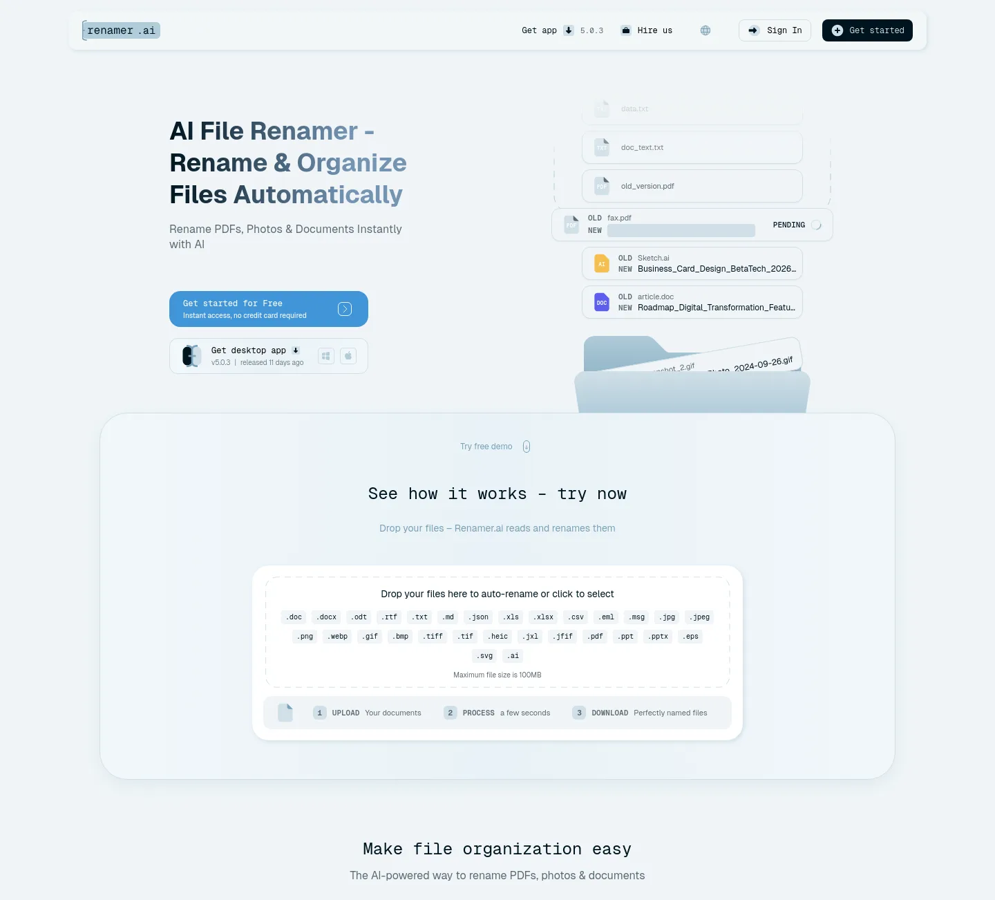 renamer.ai — The Pricing Page