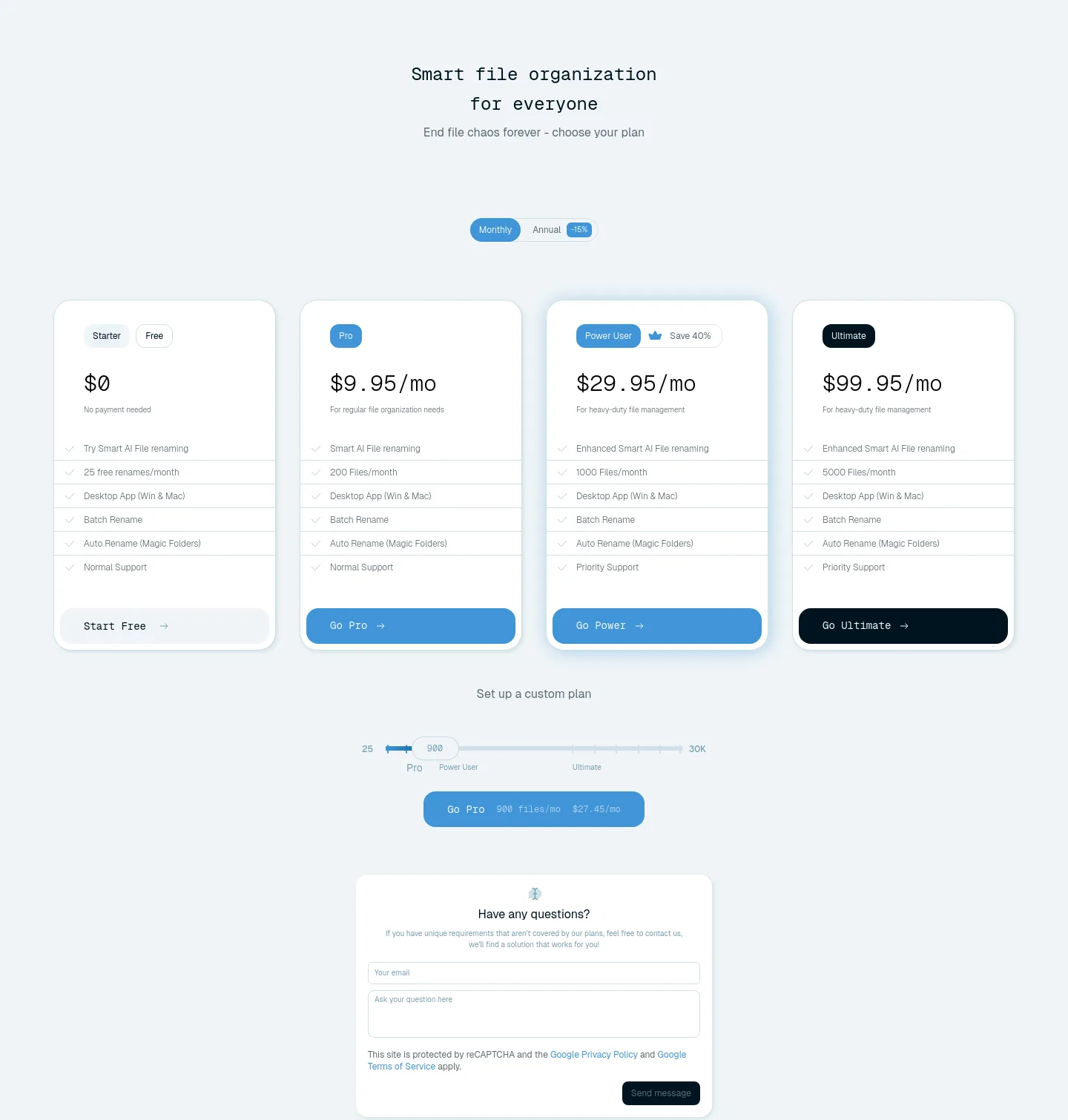renamer.ai Pricing section