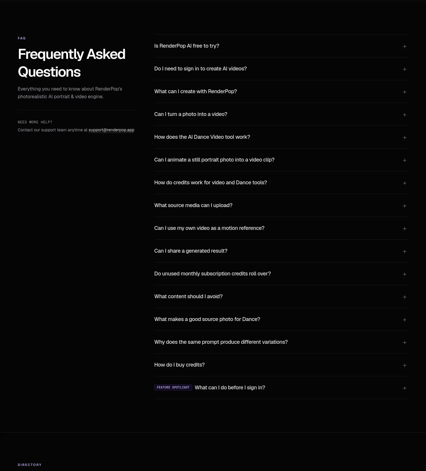 renderpop.app — a real FAQ section