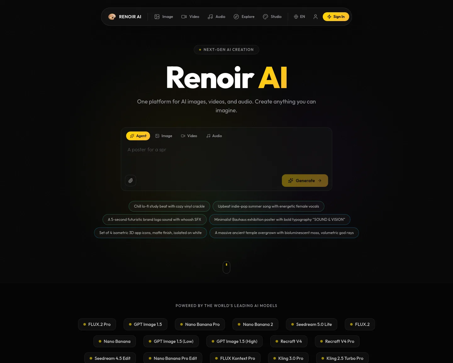 renoir.best — a real Hero section