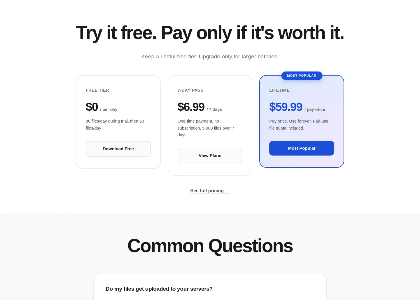 renomeeai.com — a real Pricing section