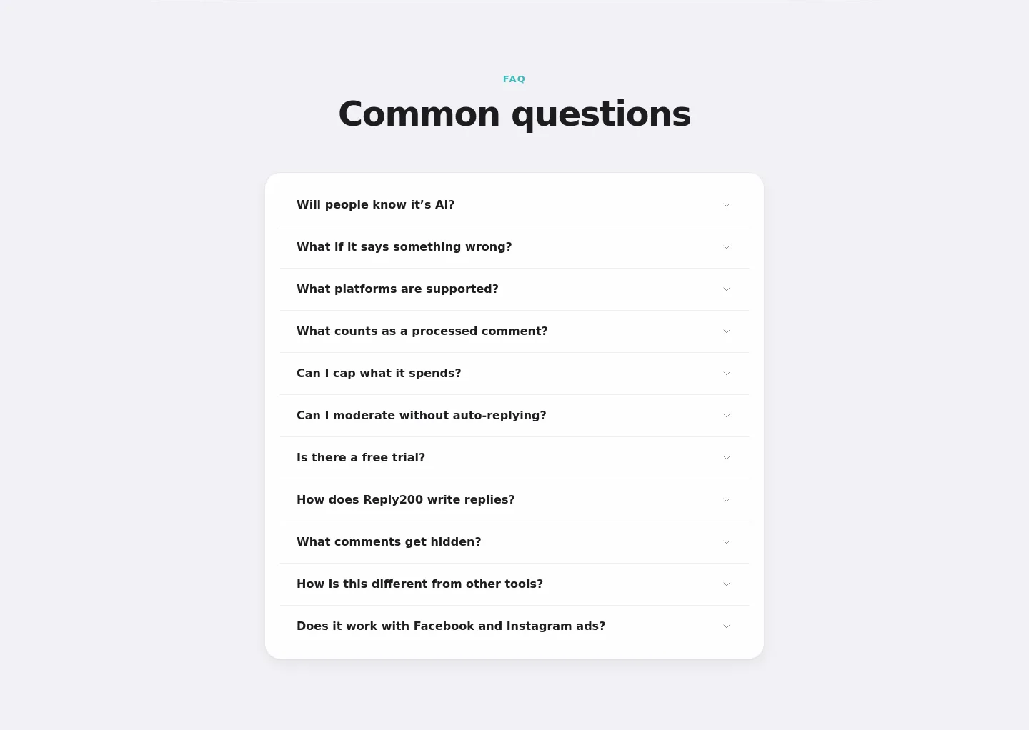 reply200.com FAQ section