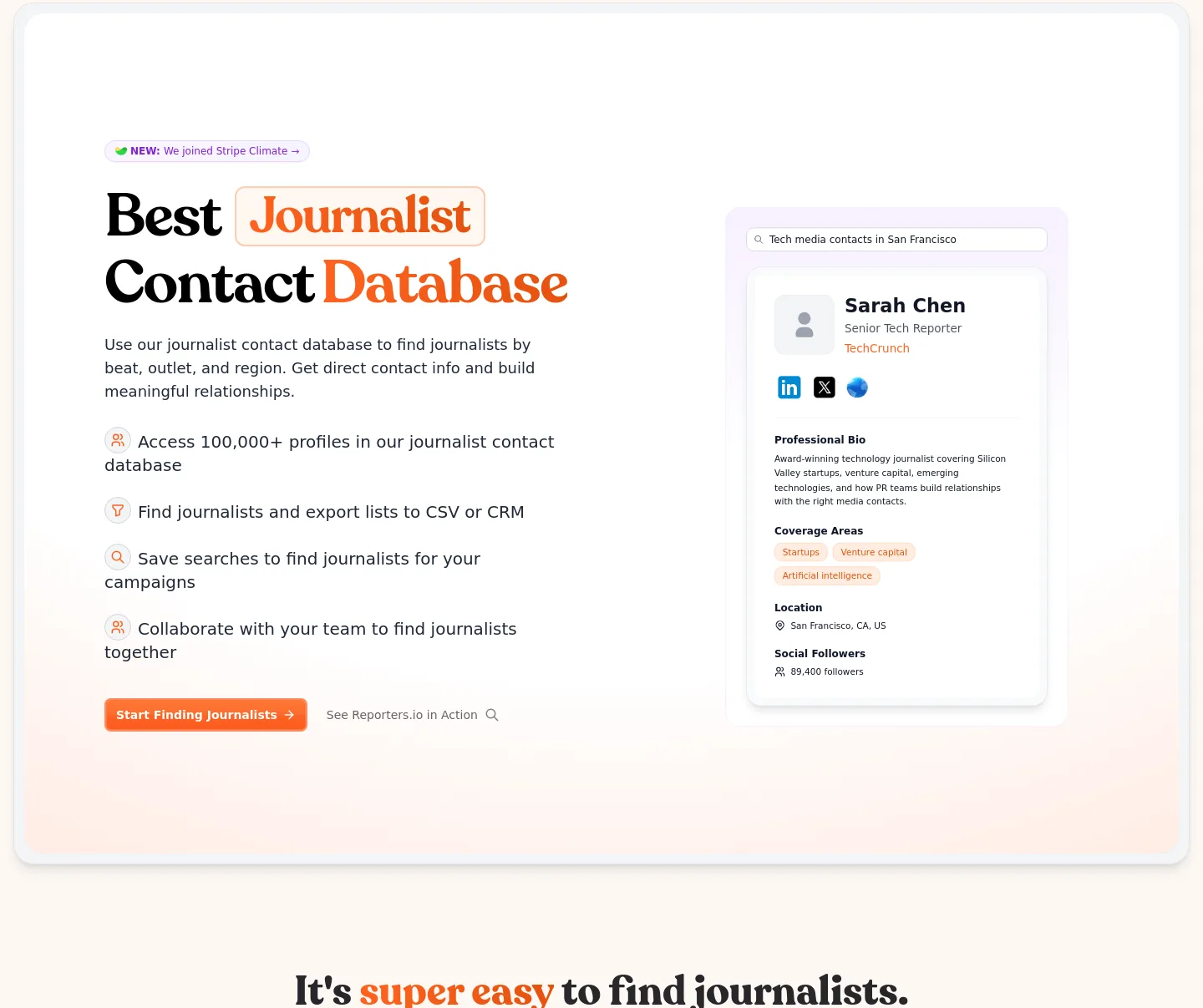 reporters.io Hero section