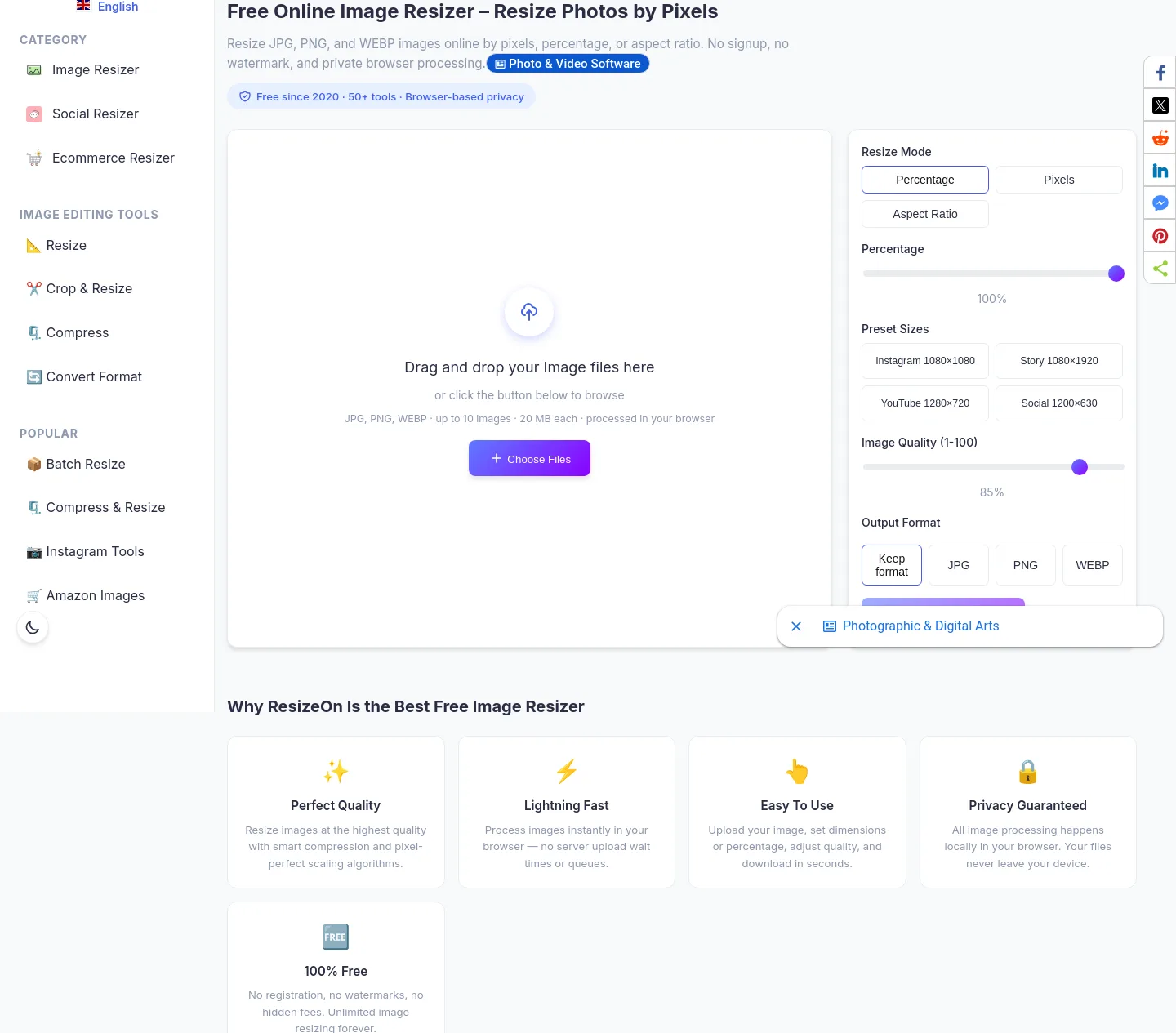 resizeon.com — a real Hero section