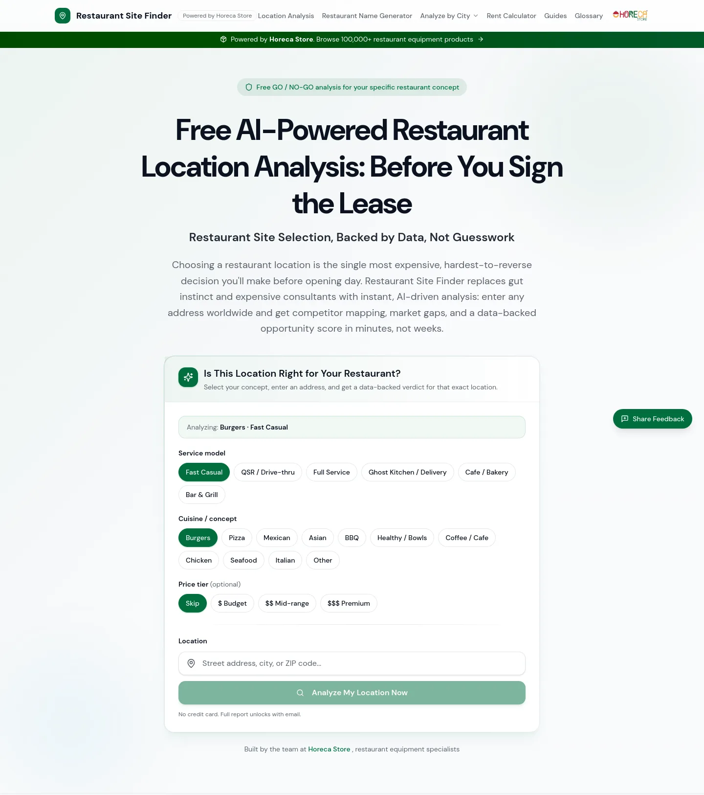 restaurantsitefinder.com Hero