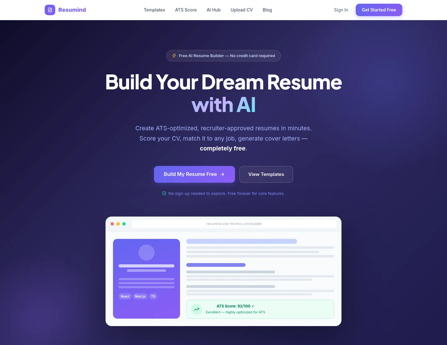 resumind.vizo-techno.com — a measured funnel