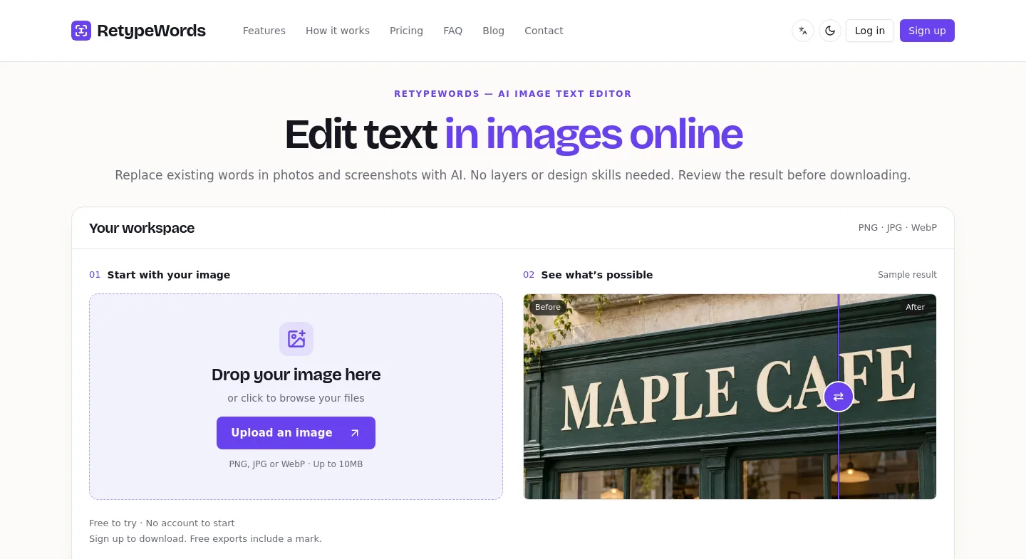 retypewords.com — a measured funnel