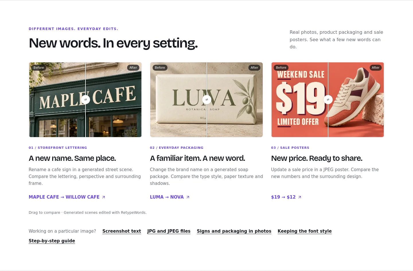 retypewords.com — a real Comparison section