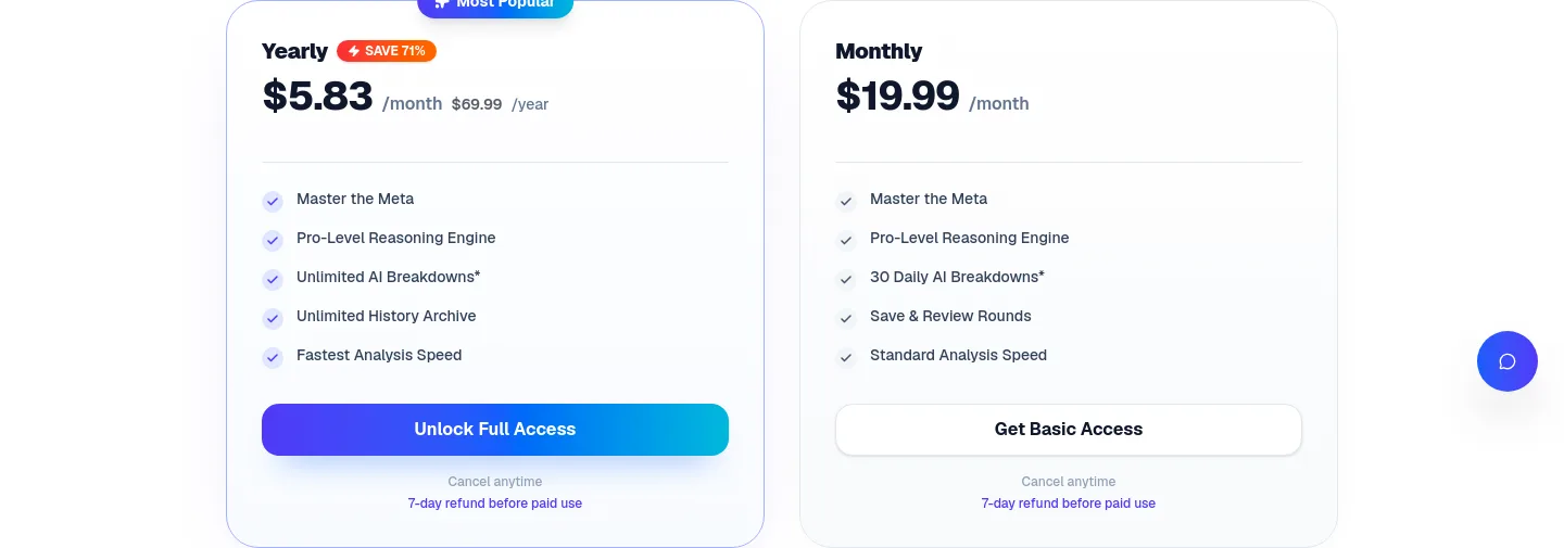 reverseimagelocation.com — a real Pricing section