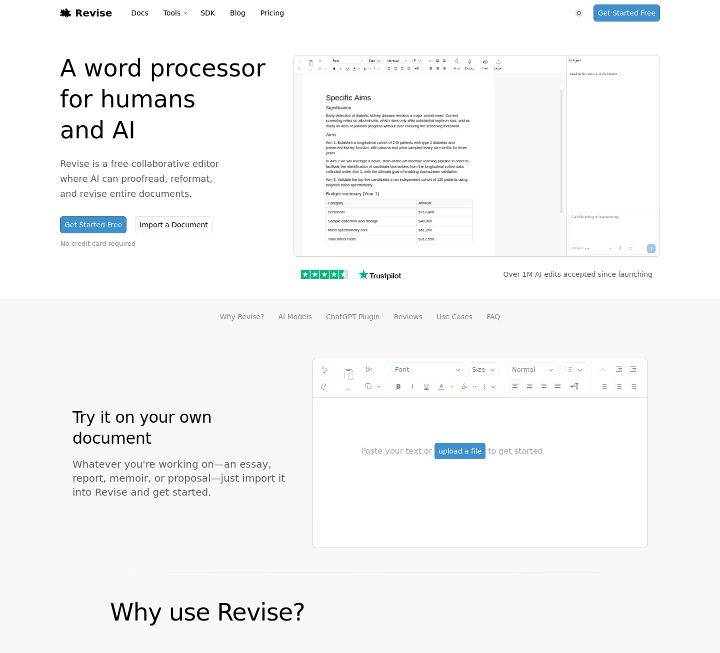 revise.io — a measured funnel